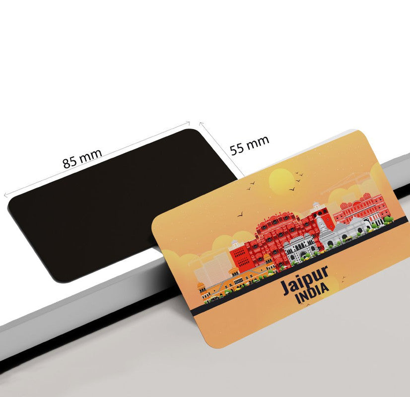 dhcrafts Rectangular Rubber Fridge Magnet / Magnetic Card Orange India Jaipur Design Pack of 1 (8.6cm x 5.4cm)